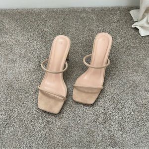 Nude Square Toe Heels